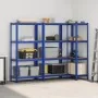 Estanterías de 4 baldas 3 uds madera contrachapada y acero azul by , Industrial shelving - Ref: Foro24-3307580, Price: 104,29...