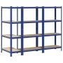 Estanterías de 4 baldas 3 uds madera contrachapada y acero azul by , Industrial shelving - Ref: Foro24-3307580, Price: 104,29...