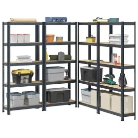 Estante almacenaje 5 niveles 4 uds acero y madera contrachapada by , Industrial shelving - Ref: Foro24-3307589, Price: 133,89...