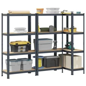 Estante almacenaje 4 niveles 3 uds acero y madera contrachapada by , Industrial shelving - Ref: Foro24-3307582, Price: 104,41...