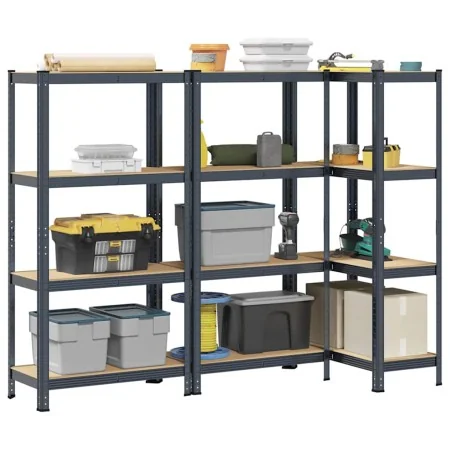 Estante almacenaje 4 niveles 3 uds acero y madera contrachapada von , Industrieregale - Ref: Foro24-3307582, Preis: 104,41 €,...