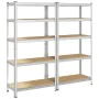 Estanterías resistentes 5 niveles 2 uds contrachapada y acero by , Industrial shelving - Ref: Foro24-3307596, Price: 111,27 €...