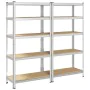 Estanterías resistentes 5 niveles 2 uds contrachapada y acero by , Industrial shelving - Ref: Foro24-3307596, Price: 111,27 €...