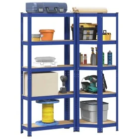 Juego de 2 estantes de 5 niveles acero azul y madera industrial von , Industrieregale - Ref: Foro24-3307619, Preis: 85,27 €, ...