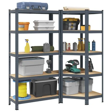Juego 2 estantes 5 niveles acero antracita y madera industrial von , Industrieregale - Ref: Foro24-3307627, Preis: 131,26 €, ...
