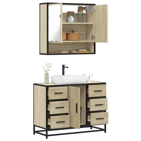 Set de muebles de baño 2 pzas madera contrachapada roble Sonoma von , Badezimmermöbel - Ref: Foro24-3300931, Preis: 192,11 €,...