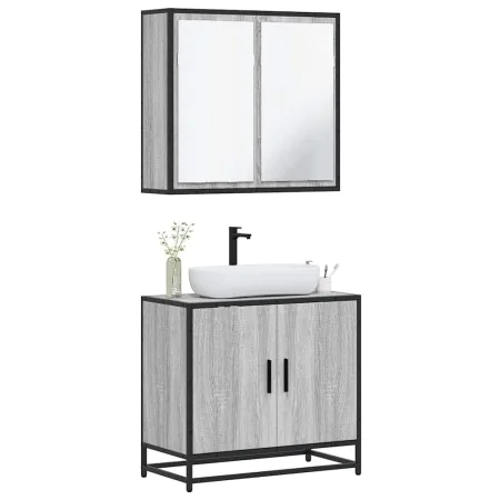 Set de muebles de baño 2 pzas madera contrachapada gris sonoma von , Badezimmermöbel - Ref: Foro24-3300888, Preis: 139,33 €, ...