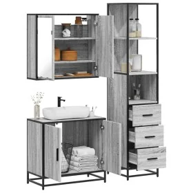 Set de muebles de baño 3 pzas madera contrachapada gris sonoma by , Bathroom furniture - Ref: Foro24-3301128, Price: 248,82 €...