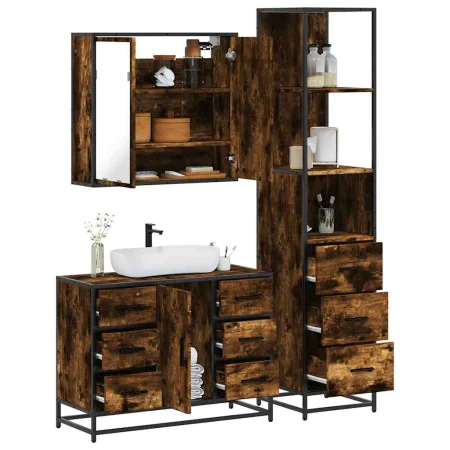 Set de muebles baño 3 pzas madera contrachapada roble ahumado by , Bathroom furniture - Ref: Foro24-3301142, Price: 272,38 €,...