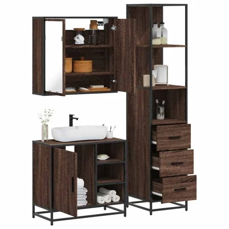 Set de muebles baño 3 pzas madera contrachapada roble marrón by , Bathroom furniture - Ref: Foro24-3301149, Price: 244,31 €, ...