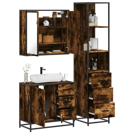 Set de muebles baño 3 pzas madera contrachapada roble ahumado by , Bathroom furniture - Ref: Foro24-3301137, Price: 247,07 €,...
