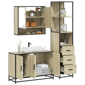 Set de muebles de baño 3 pzas madera contrachapada roble Sonoma von , Badezimmermöbel - Ref: Foro24-3301161, Preis: 262,85 €,...
