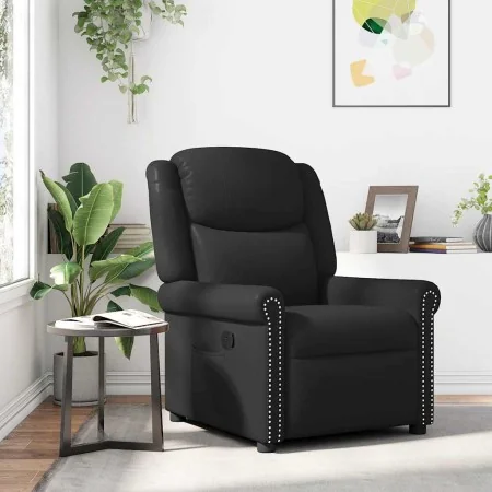 Sillón reclinable cuero sintético negro brillante de , Sillones - Ref: Foro24-4015676, Precio: 209,38 €, Descuento: %