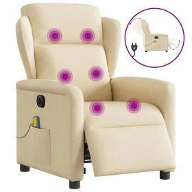 Sillón reclinable de masaje eléctrico tela color crema by , Armchairs - Ref: Foro24-3303132, Price: 269,58 €, Discount: %
