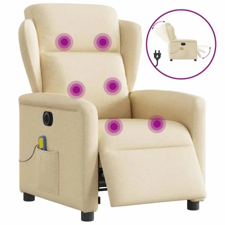 Sillón reclinable de masaje eléctrico tela color crema by , Armchairs - Ref: Foro24-3303132, Price: 269,58 €, Discount: %