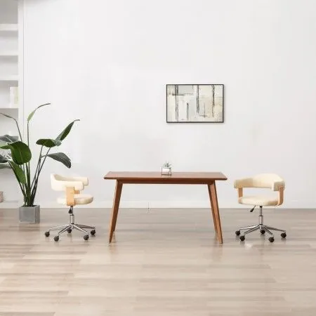 Drehbare Esszimmerstühle, 2 Stück, cremefarbenes Kunstleder von vidaXL, Essstühle - Ref: Foro24-3054896, Preis: 271,12 €, Rab...