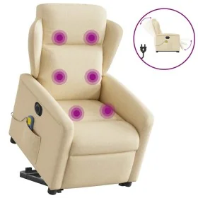 Sillón de masaje eléctrico reclinable elevable tela crema de , Sillones - Ref: Foro24-3303172, Precio: 354,15 €, Descuento: %