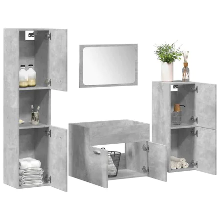 Juego muebles de baño 4 pzas madera contrachapada gris hormigón von , Badezimmermöbel - Ref: Foro24-3324865, Preis: 147,26 €,...
