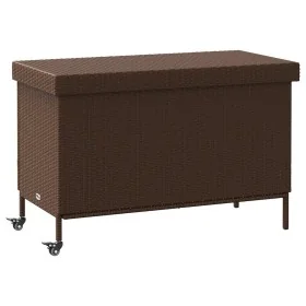 Caja de almacenaje jardín ruedas ratán PE marrón 110x55x73 cm von , Aufbewahrungsboxen für den Außenbereich - Ref: Foro24-410...