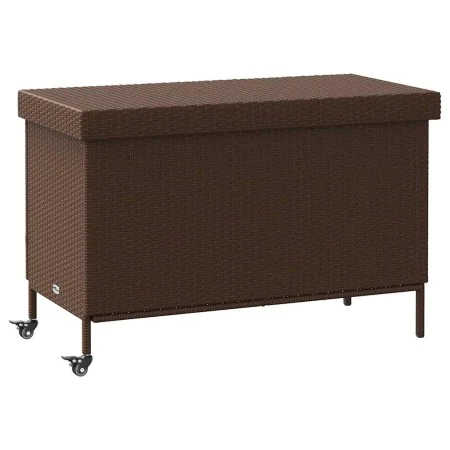 Caja de almacenaje jardín ruedas ratán PE marrón 110x55x73 cm von , Aufbewahrungsboxen für den Außenbereich - Ref: Foro24-410...