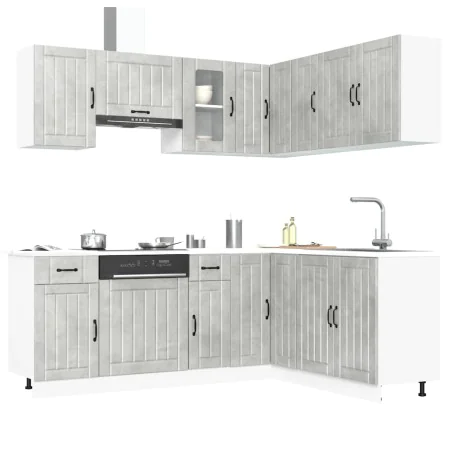 Mueble cocina Lucca gris hormigón 11 pzas madera contrachapada de , Armarios de cocina - Ref: Foro24-3314955, Precio: 671,44 ...