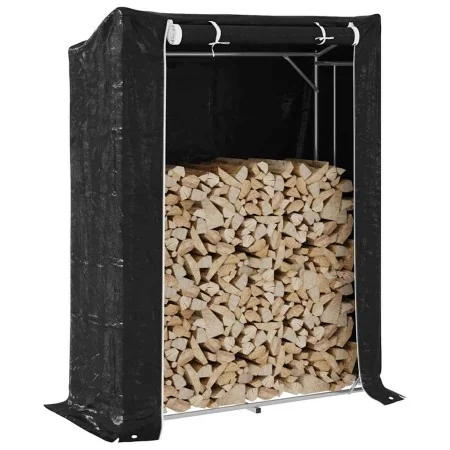 Leñero con protector de lluvia 150x60x200 cm acero galvanizado von , Brennholztaschen und -halter - Ref: Foro24-4104953, Prei...