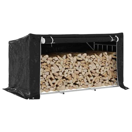 Leñero cubierta lluvia 200,5x100,5x110,5 cm acero galvanizado by , Firewood bags and holders - Ref: Foro24-4104947, Price: 10...