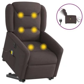 Sillón masaje eléctrico reclinable elevable tela marrón oscuro by , Armchairs - Ref: Foro24-3303229, Price: 341,90 €, Discoun...
