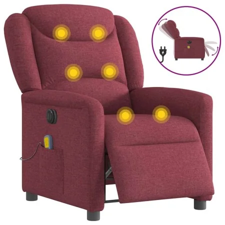 Sillón de masaje reclinable eléctrico tela rojo tinto de , Sillones - Ref: Foro24-3303187, Precio: 260,71 €, Descuento: %