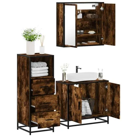 Set de muebles baño 3 pzas madera contrachapada roble ahumado by , Bathroom furniture - Ref: Foro24-3301007, Price: 211,06 €,...
