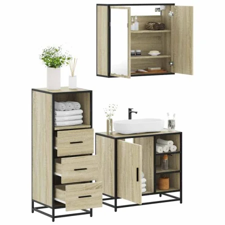 Set de muebles de baño 3 pzas madera contrachapada roble Sonoma von , Badezimmermöbel - Ref: Foro24-3301026, Preis: 221,48 €,...