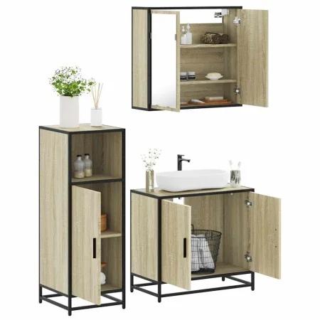 Set de muebles de baño 3 pzas madera contrachapada roble Sonoma by , Bathroom furniture - Ref: Foro24-3300946, Price: 200,16 ...