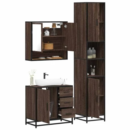 Set de muebles baño 3 pzas madera contrachapada roble marrón by , Bathroom furniture - Ref: Foro24-3301109, Price: 285,68 €, ...