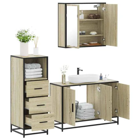 Set de muebles de baño 3 pzas madera contrachapada roble Sonoma von , Badezimmermöbel - Ref: Foro24-3301011, Preis: 228,85 €,...