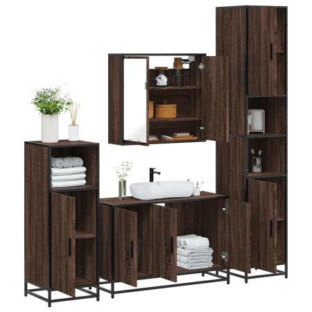 Set de muebles baño 4 pzas madera contrachapada roble marrón by , Bathroom furniture - Ref: Foro24-3301194, Price: 387,87 €, ...