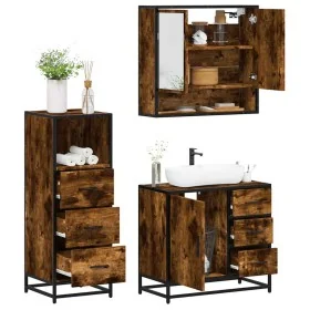 Set de muebles baño 3 pzas madera contrachapada roble ahumado von , Badezimmermöbel - Ref: Foro24-3301047, Preis: 252,95 €, R...