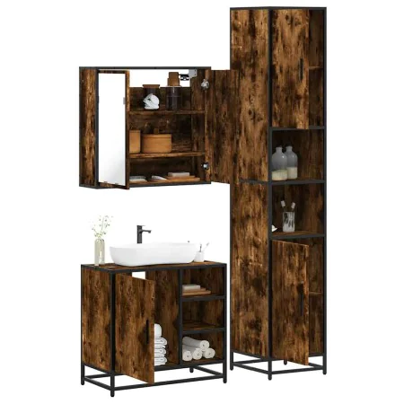 Set de muebles baño 3 pzas madera contrachapada roble ahumado von , Badezimmermöbel - Ref: Foro24-3301087, Preis: 289,52 €, R...