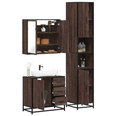 Set de muebles baño 3 pzas madera contrachapada roble marrón by , Bathroom furniture - Ref: Foro24-3301079, Price: 275,98 €, ...