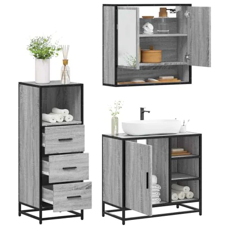 Set de muebles de baño 3 pzas madera contrachapada gris sonoma von , Badezimmermöbel - Ref: Foro24-3301058, Preis: 245,18 €, ...