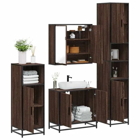 Set de muebles baño 4 pzas madera contrachapada roble marrón von , Badezimmermöbel - Ref: Foro24-3301189, Preis: 315,66 €, Ra...