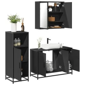 Juego de muebles de baño 3 pzas madera contrachapada negro von , Badezimmermöbel - Ref: Foro24-3300950, Preis: 238,33 €, Raba...