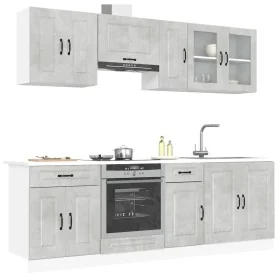 Mueble cocina Kalmar gris hormigón 8 pzas madera contrachapada von , Küchenschränke - Ref: Foro24-3314825, Preis: 525,68 €, R...