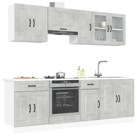 Mueble cocina Kalmar gris hormigón 8 pzas madera contrachapada de , Armarios de cocina - Ref: Foro24-3314825, Precio: 553,43 ...