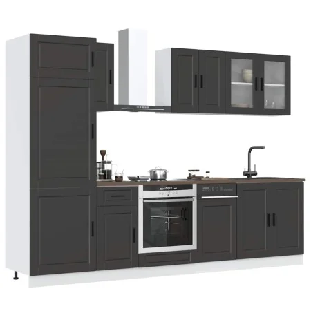 Mueble de cocina Kalmar negra 8 piezas madera contrachapada von , Küchenschränke - Ref: Foro24-3314812, Preis: 670,32 €, Raba...