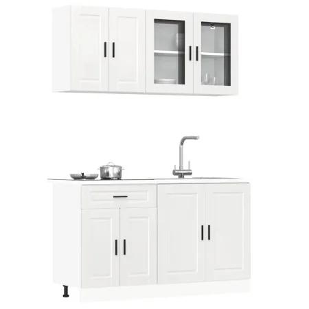 Mueble cocina Kalmar blanco de alto brillo 4 pzas by , Kitchen cabinets - Ref: Foro24-3314873, Price: 312,88 €, Discount: %