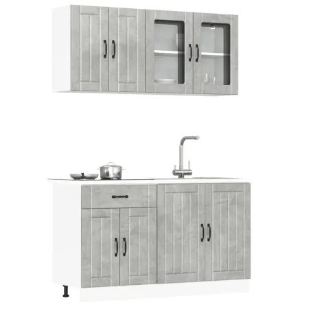 Mueble cocina Kalmar gris hormigón 4 pzas madera contrachapada de , Armarios de cocina - Ref: Foro24-3314865, Precio: 301,41 ...