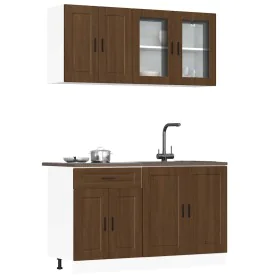 Mueble cocina Kalmar roble marrón 4 pzas madera contrachapada by , Kitchen cabinets - Ref: Foro24-3314878, Price: 281,55 €, D...