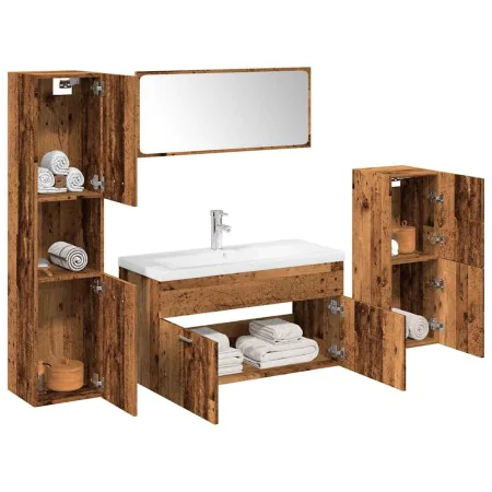 Juego de muebles de baño 5 piezas madera ingeniería envejecida de , Muebles de baño - Ref: Foro24-3328597, Precio: 352,27 €, ...