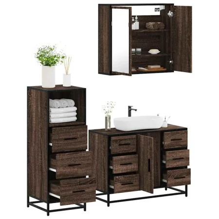 Set de muebles baño 3 pzas madera contrachapada roble marrón by , Bathroom furniture - Ref: Foro24-3301024, Price: 268,97 €, ...
