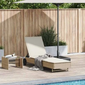 Tumbona con ruedas y cojín ratán sintético beige by , Loungers - Ref: Foro24-4104037, Price: 156,90 €, Discount: %